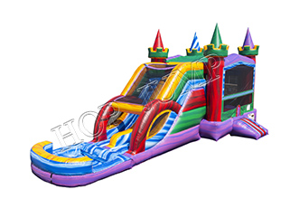 Vinyl Kids inflatable marble castle combo colorful funny bouncer combo slide