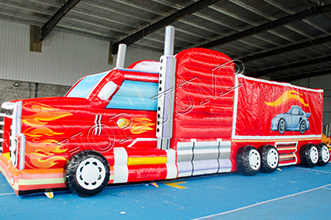 Inflatable firetruck obstacle course for kids
