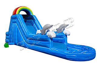 MWS-39 customized kids children slide dolphin inflatable water slide for backyard games