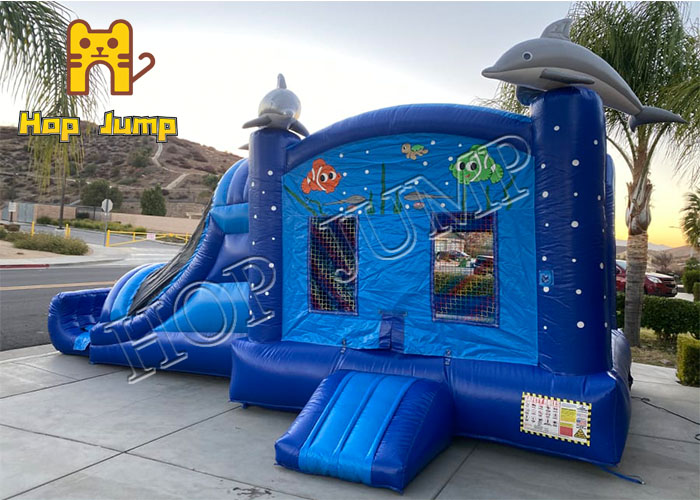 Kids jumping combo  ocean theme inflatable bouncy castle combo with slide