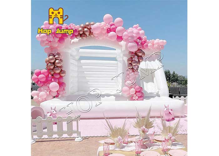 Wedding combo slide bounce house pastel color white bounce house