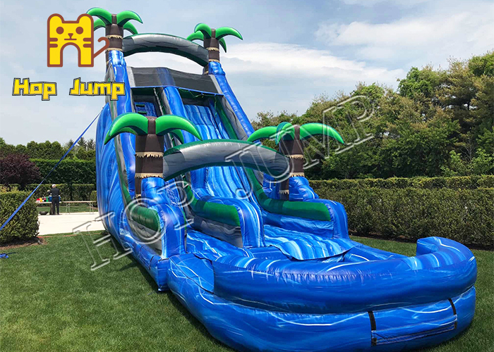 MWS-05 Blue water slide inflatable tropical marble water slide backyard  kids and adults waterslides