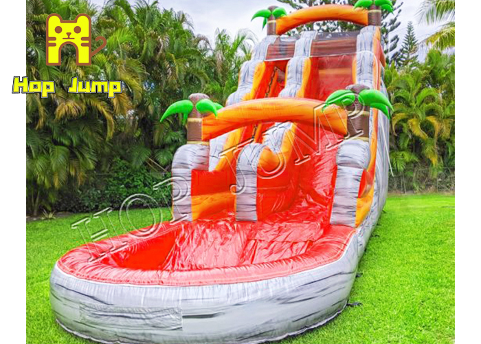 MWS-03 Tropical palm tree water slide 18ft, 20ft, 22ft inflatable marble  waterslides  red and grey backyard slide