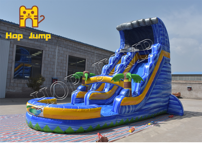 MWS-01 18ft water slide inflatable blue color marble wet slide with pool
